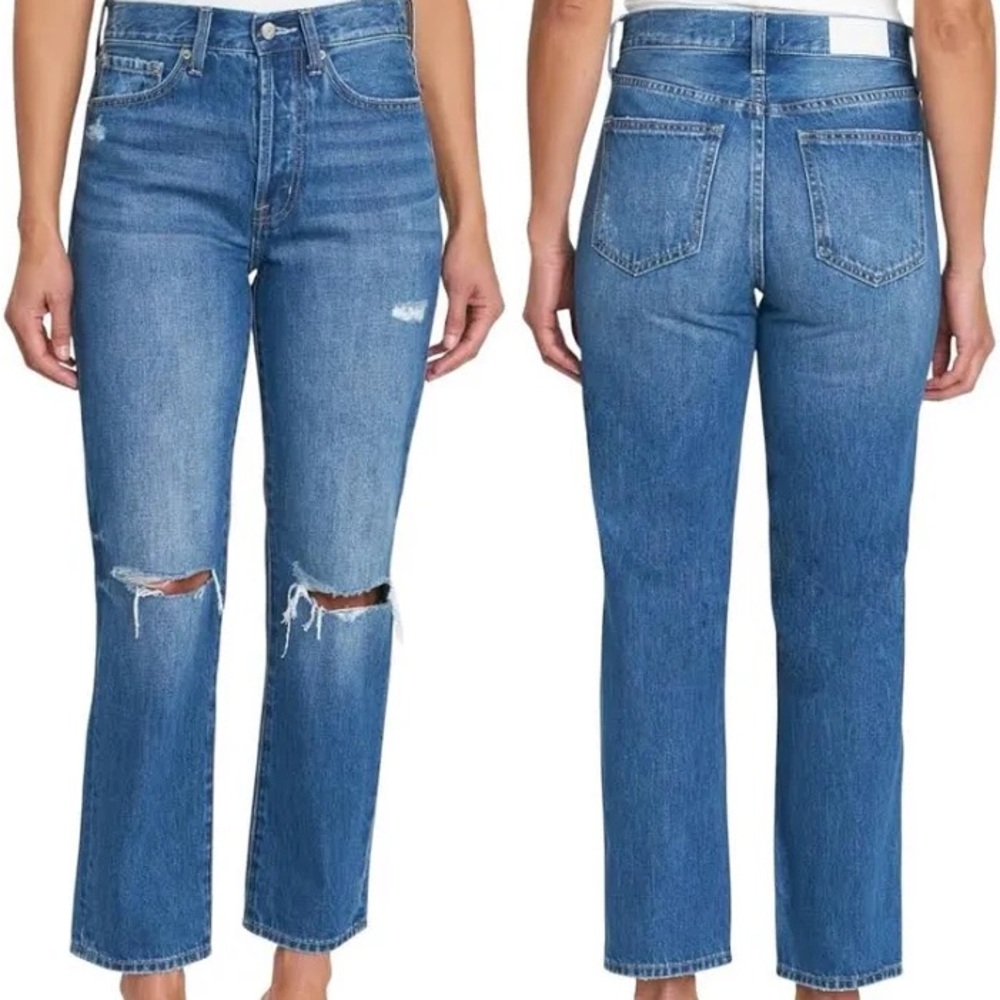 Pistola Women's Charlie High Rise Classic Straight Ankle Distressed Jeans